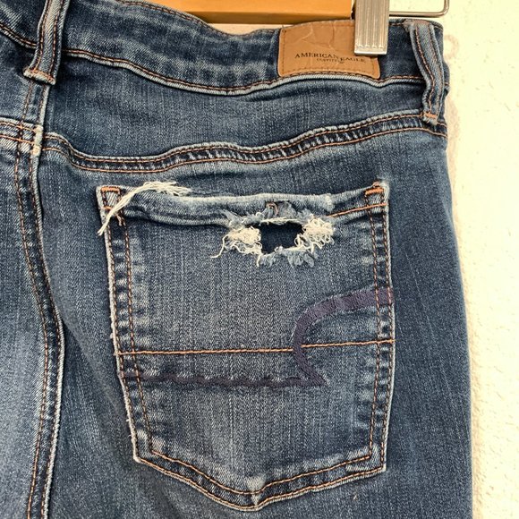 American Eagle Super Stretch X Jegging Jeans Ripped Holes W28"xL28" Women Size 6 - Picture 10 of 11